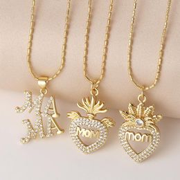 Collana per lettere Mama placcate in oro in rame per donne Coate Chain Mom collane per la festa della mamma Gifts Gioielli di moda