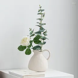 Vases Nordic Home Decoration White Ceramic Kettle Vase Creative Living Room Table Art Flower Arranger Jarrones Decorativos Moderno