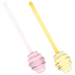 Spoons 2 Pcs Honey Stirrer Reusable Dipper Sticks Bake Glass Dippers Mixing Rods