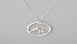 5PCS Simple Nature Snowy Mountain Necklace Circle Round Mountain Top Range Necklace Landscape Lover Camping Outdoor Necklaces for 9224468
