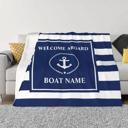 Blankets Anchor Blue Blanket Sofa Cover Coral Fleece Plush Spring Autumn Warm Throw For Bedding Bedroom Thin Quilt