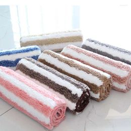 Bath Mats Stripe Anti-slip Thicken Mat Absorbent Long Hair Bathroom Rug Fluff Toilet Entrance Tub Area Floor Carpets