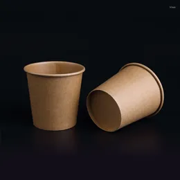 Disposable Cups Straws 100pcs/pack 100ml Small Kraft Paper Coffee Thick Cup For Drinking Birthday Party Supplies Outdoor