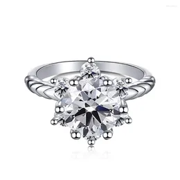 Cluster Rings STL Cross Border Live Streaming Selling S925 Sterling Silver One 5A Zircon High Carbon Diamond Snowflake Fashion