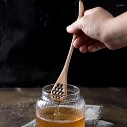 Spoons 10Pcs Honey Spoon Wood Dipper Server Stick For Jar Long Wooden Tea Coffee Drink Stirrer Mixing Tableware