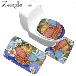 Bath Mats Zeegle 3pcs Bathroom Carpet Set Anti-slip Toilet Mat Shower Absorbent Kitchen Rug Foot Washable