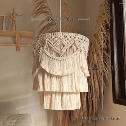 Tapestries Macrame Chandelier Lamp Shade Lantern Fringe Bohemian Pendant Lighting Lampshade - Without