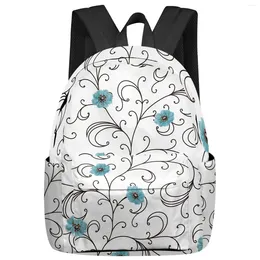 Backpack Blue Floral Pattern Student School Bags Laptop Custom For Men Women Female Travel Mochila