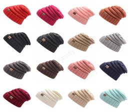 CC Knitted Hats Trendy Winter Beanie Warm Oversized Chunky Skull Caps Soft Cable Knit Slouchy Crochet Hats 17 Colours 20pcs TCC038257162