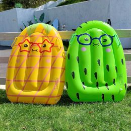 Mattresses Inflatable Children Floating Row Fruit Pattern Swimming Surfboard with Safety Handle Outdoor Play Swimming Floating Sleeping Bed