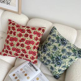 Pillow Retro Style Blue/red Flowers Pillowcase Cover Sofa Decorative Throw Backrest