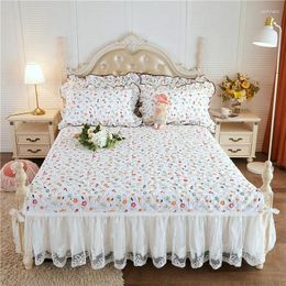 Bedding Sets Thick Cotton Bed Skirt One-Piece Bedspread Non-Slip Lace Cover Set Sheets Luxury