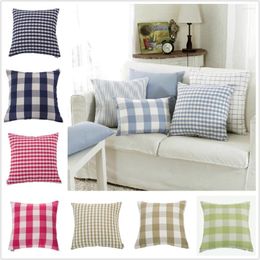 Pillow Elegant 4 Pieces Covers 45x45 Cm Grid Polyester Throw Cover For Car Home Decor Square Coloured Pillowcase