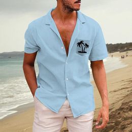 Men's Casual Shirts Male Short Sleeve Shirt Summer 3d Printing Hawaii For Men Solid Colour Single Breasted Playeras Para Hombres