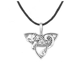 JF064 Viking vintage religious animal Fox charm Triangle hollow pendant women necklace amulet rope necklaces whole8406516