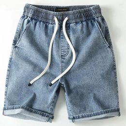 Men's Shorts Denim Men Blue Jeans Fashion Casual Solid Color Male Elastic Waist Short Pants Summer