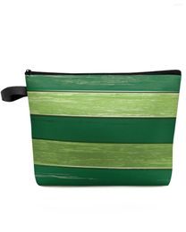 Cosmetic Bags Vintage Farm Barn Wood Grain Green Gradient Makeup Bag Pouch Travel Essentials Women Organiser Storage Pencil Case