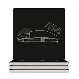 Table Mats Zaha Hadid Maxxi Graphic Line Drawing Black And White Ceramic Coasters (Square) Pot Cup For Tea Drinks Set