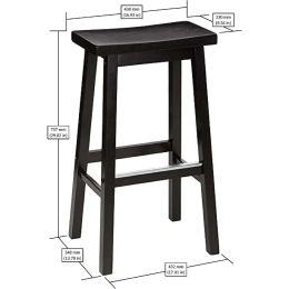 Bar Stools Set of 2, Solid Wood Saddle-Seat Kitchen Counter Barstool, 29-Inch Height, Bar Chair