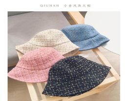 Autumn 2020 New Baby Girls Princess Hats Fashion Kids Plaid Bucket Hat Sunshade Children Fall Checkered Casual Sun Shade S8234109147