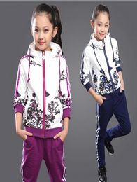 Kids Girls Tracksuits Autumn Winter Children039s Girls Sports Clothes Suits Age 414 Teen Floral HoodiesPant Clothings Sets8942309