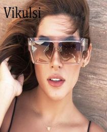 Sunglasses Vintage Brown Women Fashion Oversized Square Sun Glasses For Men Big Frame Unisex Eyeglasses Retro1570872
