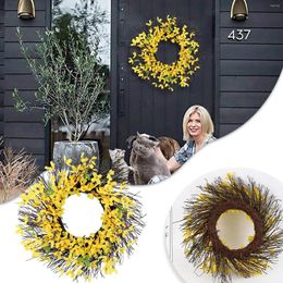 Decorative Flowers Garland Holiday Layout 2024 Yellow Flower Dead Branch Wreath Decoration Door Hanging Summer Heavy Duty Hanger