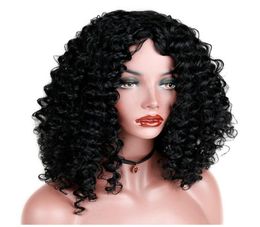 Synthetic Short Afro Kinky Curly Wigs for Women Black Hair High Temperature Fibre Mixed Brown and Blonde Colour 16 inch9810097