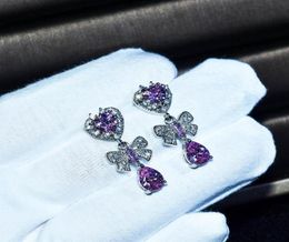 Dangle Chandelier Luxury Bowknot Heart Drop Earrings Fashion Pink Zircon Fine Jewellery For Women Wedding Party Elegant Long Birth8804992