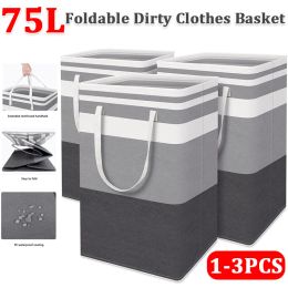 Baskets 75L Large Capacity Foldable Laundry Basket Oxford Dirty Clothes Storage Basket with Handles Bathroom Laundry Organizer Basket
