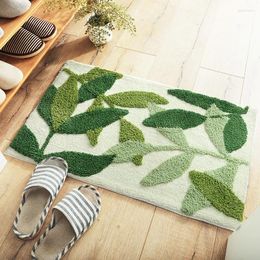 Bath Mats Green Leaves Bathroom Carpets Microfiber Absorbent Entrance Doormat For Shower Room Floor In Toilet Bathtub Side