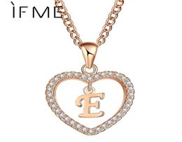Pendant Necklaces Initial E Letter Heart Crystal CZ Pendants Women Statement Charms Gold Silver Color Collar Choker Jewelry Gift521331162