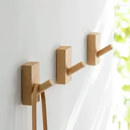 Hooks Nordic Solid Wood Hook Creative Hallway Wall Wall-Mounted Coat Punch-Free Strong Sticky Clothes