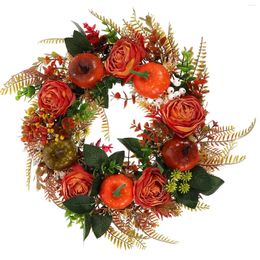 Decorative Flowers Wreath Scene Layout Decor Rose Garland Decorate Fall Eucalyptus Flower Plastic Autumn Season Front Door Leaf Plants