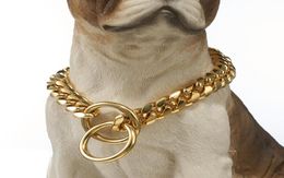 Gold Stainless Steel 10121416mm Strong Dog Collar Dogs Training Choke Chain Collars for Large Dogs Pitbull6735654