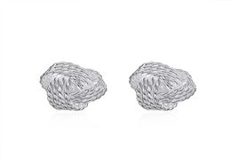 Charm 925 Sterling Silver Plated Love Knot Stud Earrings for Ladies Women 12mm Diameter High Polish7547231