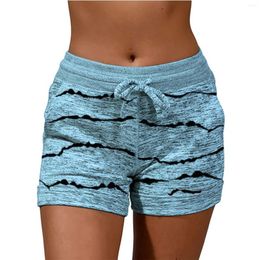 Women's Shorts Bandage Pants With Pockets Casual Loose Print Short Waist Trainer For Women