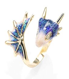 European and American original design opening Band Rings starry sky small blue dragon Colourful fresh personality trend men and wom3309531