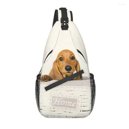 Backpack Cute Dachshund Dog Print Sling Bag For Travelling Men Sausage Wiener Badger Dogs Chest Crossbody Shoulder Daypack