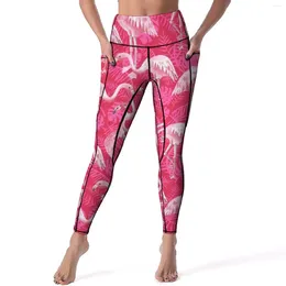 Active Pants Fancy Pink Flamingo Leggings Tropical Bird High Waist Yoga Funny Stretch Legging Female Design Gym Sports Tights