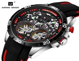 Wrist watch AIMIMO DESIGN Men039s Double tourbillon Automatic Hollow out Machine Watches Men Luminous Waterproof 30M Clock Relo2035148