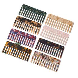 12.8cmx6cm Korean Fashion Design Hair Comb Wide Teeth Acetate Hairdressing Comb Anti-static Massage Hairbrush Colorful Hair Styling Tools 026