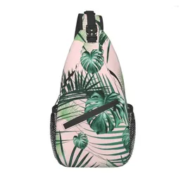 Backpack Tropical Jungle Leaves Garden Sling Bag Men Fashion Botanical Plant Shoulder Chest Crossbody Cycling Camping Daypack