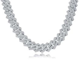 24Inches Sterling Sier Men Necklace Statement Diamond Iced Out 13Mm Vvs Moissanite Cuban Chain Link