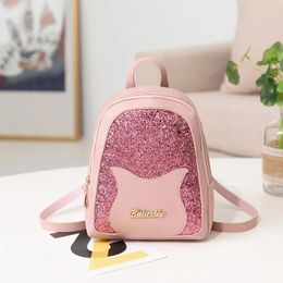 School Bags Girl's Fashion Small Backpack Casual Sequin Shoulder Bag Women Multi-Function Anti-theft Rucksack For Teenage Students