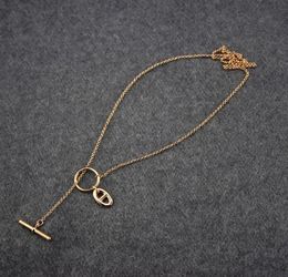 Pig Nose Hollow Necklace Women Sweater Chain 14k Golden Long Necklaces Charms Wedding Jewelry1202215