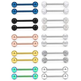 14G Tongue Rings Nipple Steel Barbell Nipplering Body Piercing Jewelry for Women Men 12MM 14MM 16MM 18MM Bar Leng 240409