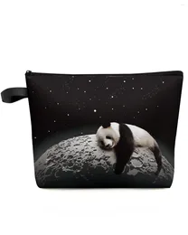 Cosmetic Bags Moon Night Sky Star Panda Black Makeup Bag Pouch Travel Essentials Lady Women Toilet Organiser Storage Pencil Case