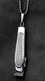 2021 Valily Jewelry Men039s Barber Pendant Necklace chain Stainless Steel Fashion Haircut Razor Shaver Silver Necklaces For Men6272095