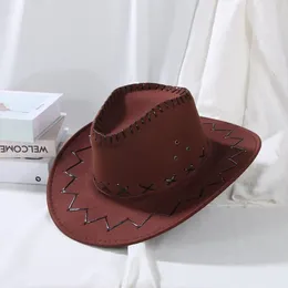 Berets Fashion Western Suede Cowboy Hat Unisex Wide Brim Jazz Fancy Dress Accessory